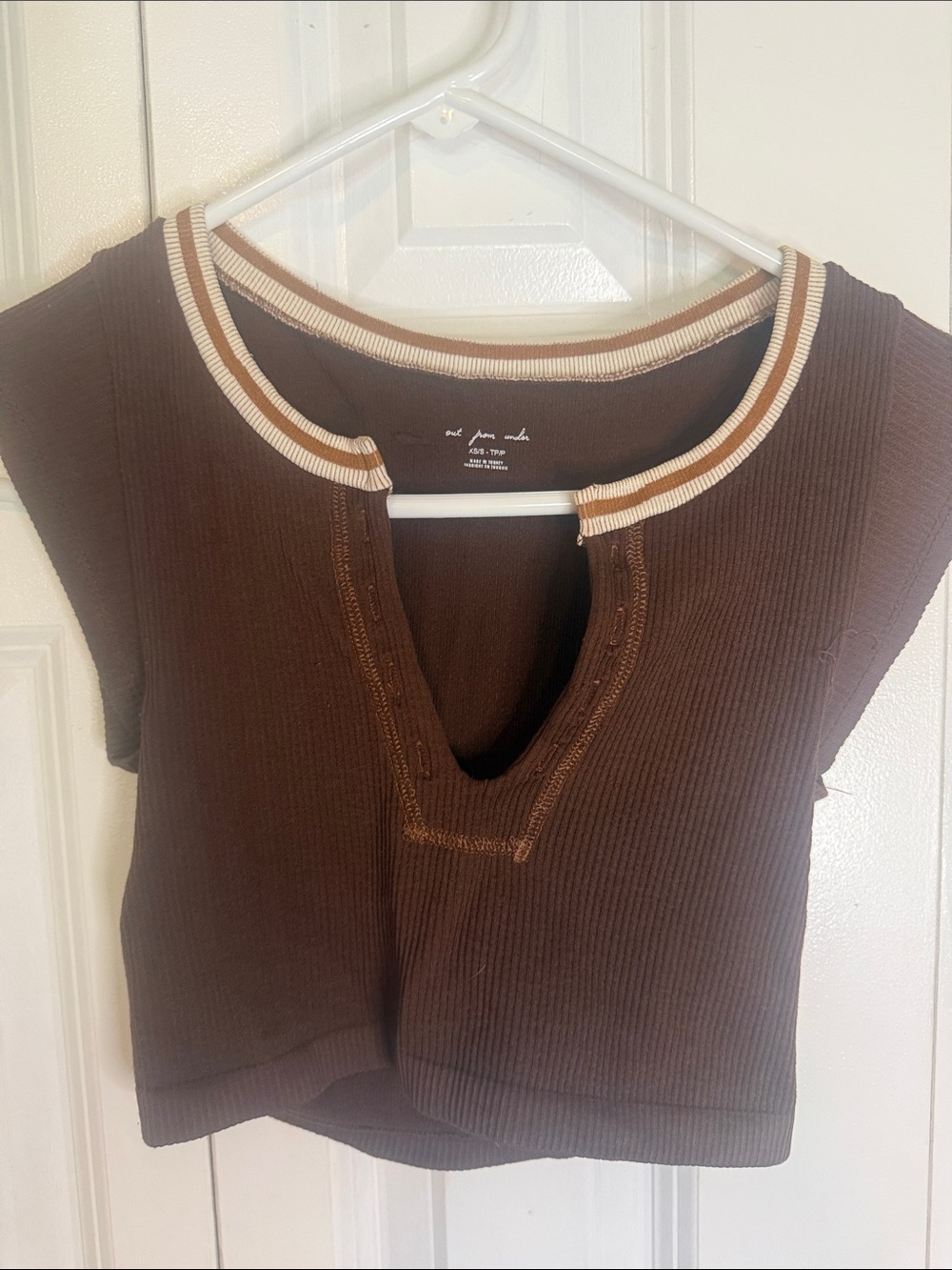 Urban Outfitters Brown Ribbed Crop Top